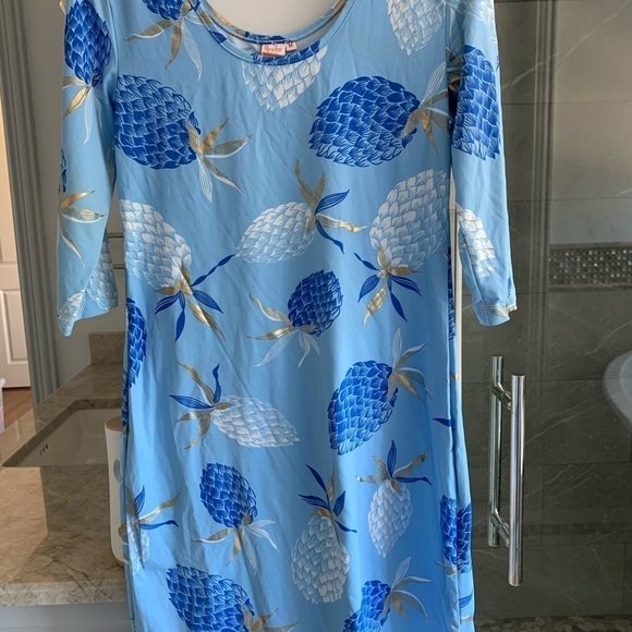 Persifor Kilpatrick Dress- Pineapples Athens Blue - Picture 2 of 7
